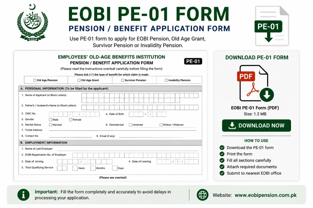 EOBI PE-01 employee registration form sample